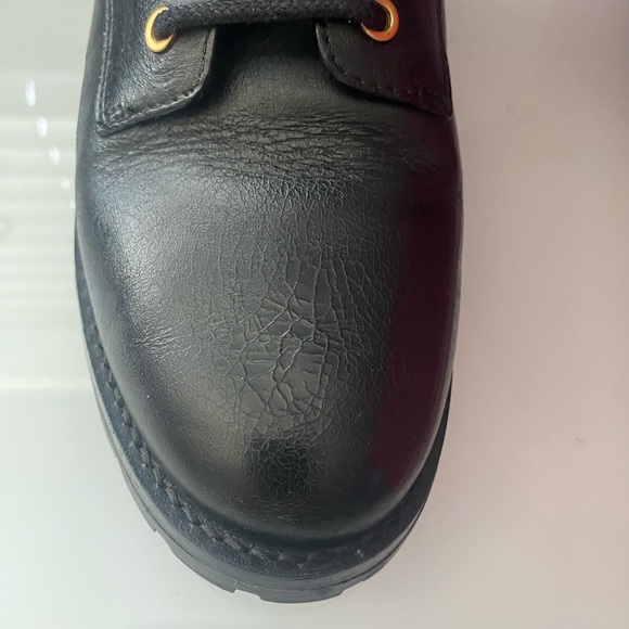 Tory Burch Black Combat Boots with Gold Eyelets - Picture 8 of 8